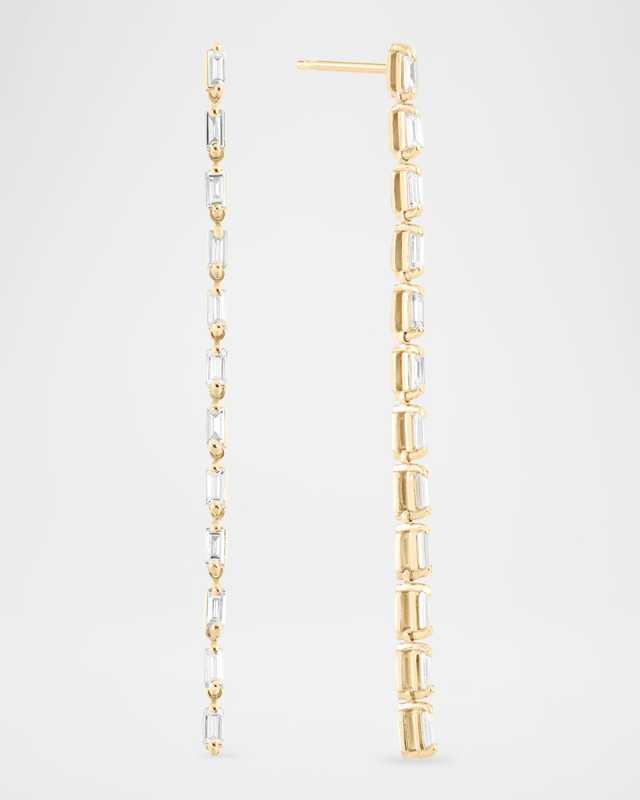 Baguette Diamond Linear Tennis Earrings